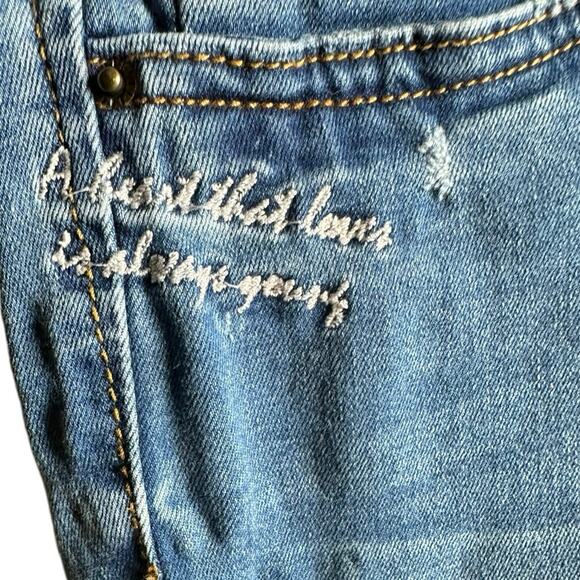 Angel Kiss Los Angeles Womens 11 Mid-Rise Boho Hippie Embroidered Skinny Jeans - Picture 7 of 7